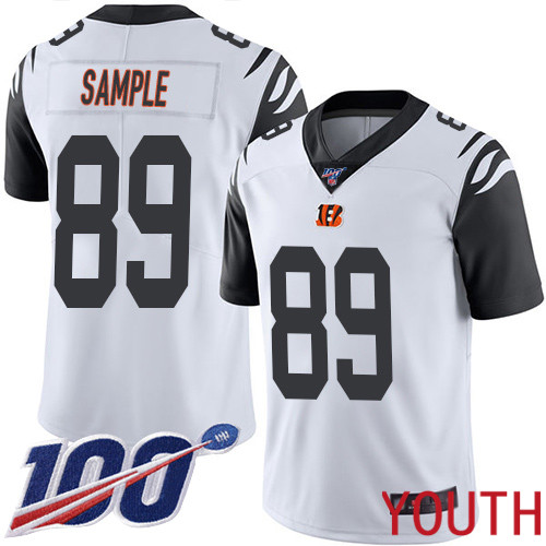 Cincinnati Bengals Limited White Youth Drew Sample Jersey NFL Footballl 89 100th Season Rush Vapor Untouchable